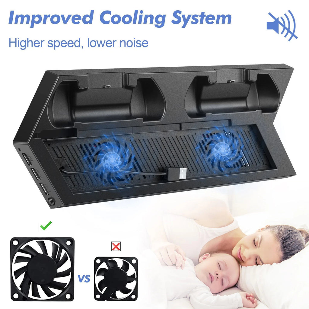 For PlayStation 4 Vertical Stand Cooling Fan Controller Charging Station for PS4