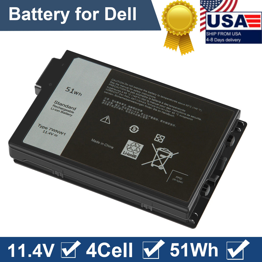 7WNW1 51WH Laptop Battery for Dell Latitude 7424 5424 5420 Rugged Notebook