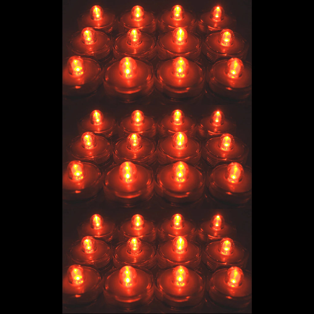 36 pcs ORANGE LED Submersible Battery Operated Tea Light- Wedding Centerpiece