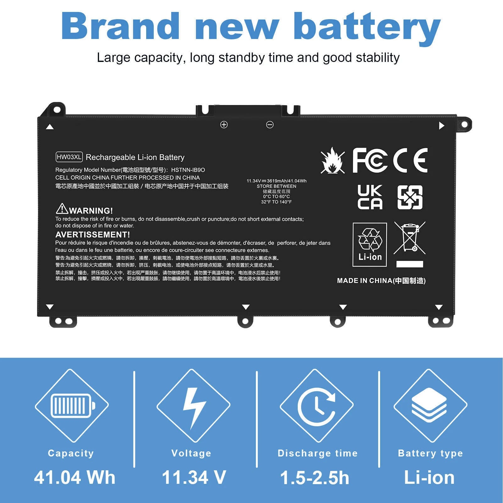 HW03XL Battery For HP Pavilion 15-EG 15-EH 17-CN 17-CP L97300-005 L96887 41.04Wh
