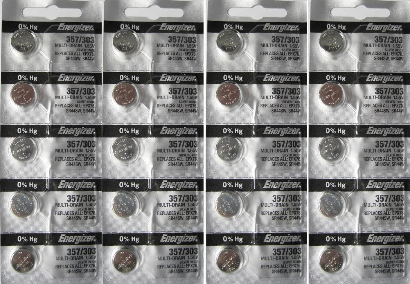 Energizer 20 357/303 Multi-Drain Zero Mercury Batteries