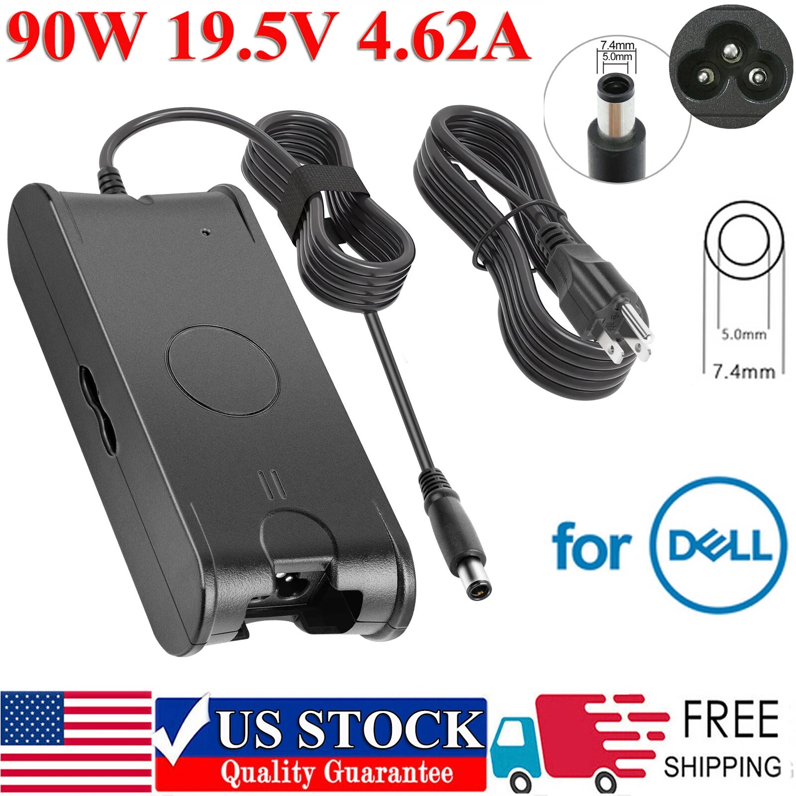 19.5V 4.62A 90W AC Adapter Charger Power Supply Cord For Dell Laptop Computer FS