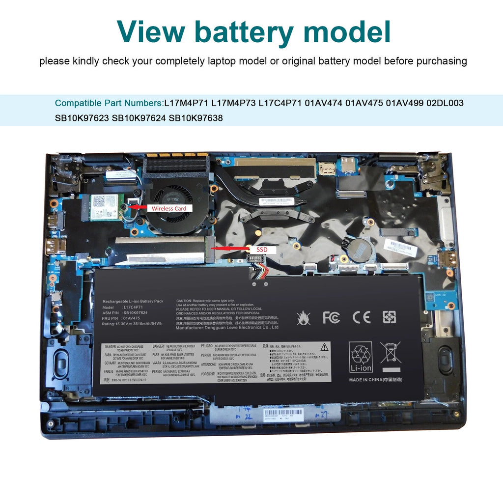 ?L17C4P71 Battery for Lenovo ThinkPad X1 Yoga 3rd Gen Series 01AV475 L17M4P73