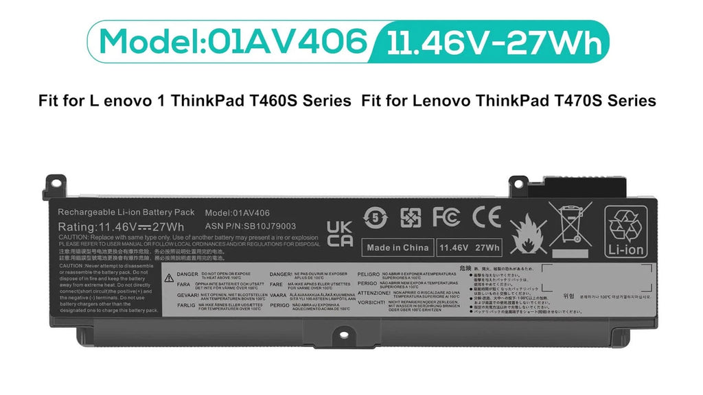 Battery 01AV405 01AV406 01AV407 for Lenovo ThinkPad T460s T470s 00HW024 27Wh
