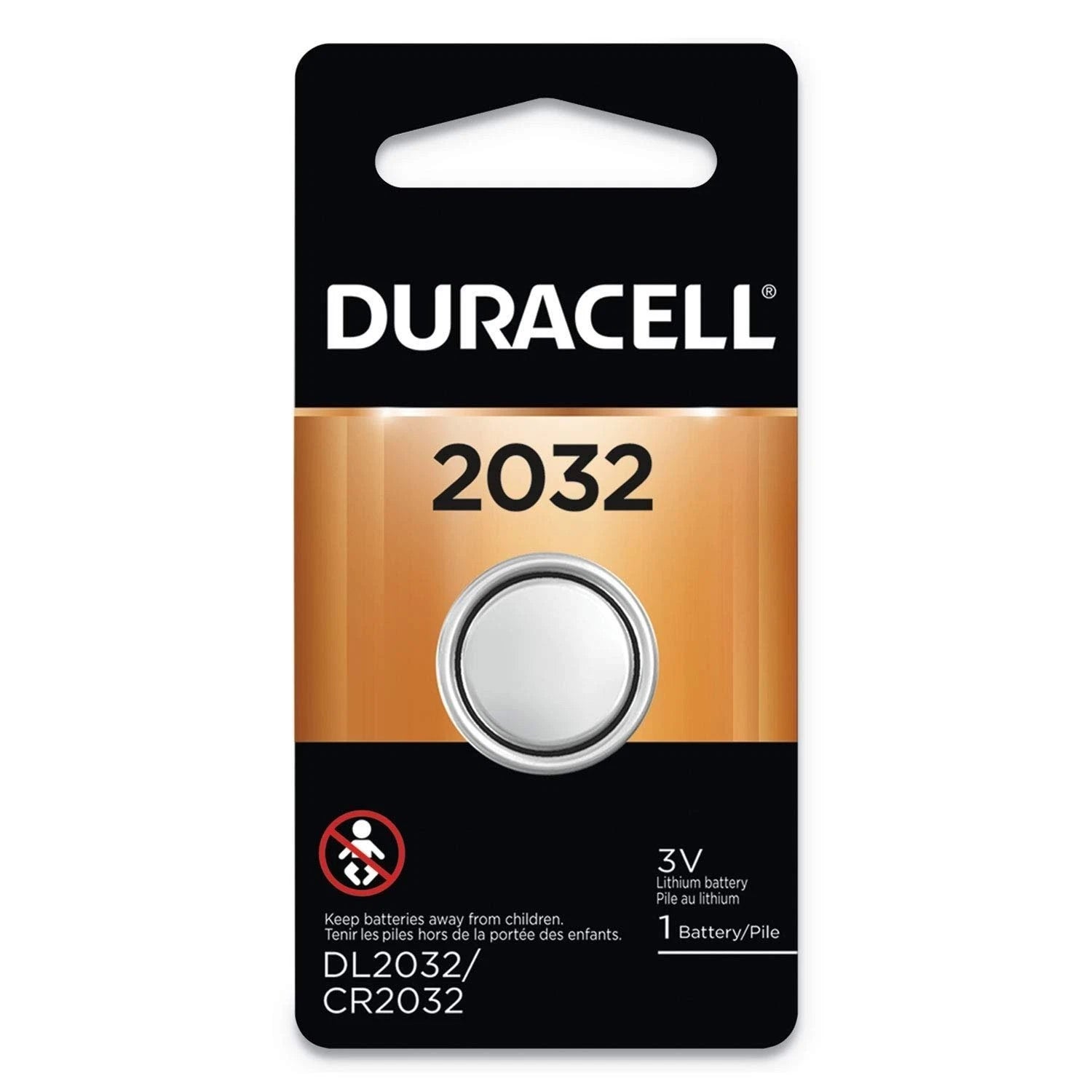 Duracell DL2032BPK Button Cell Lithium Electronics Battery, 2032, 3V, 6/Box