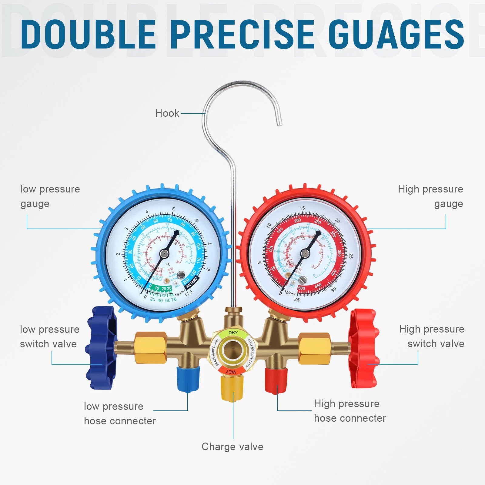 Air Conditioning HVAC A/C Diagnostic Charging Refrigerant Manifold Gauge Set US