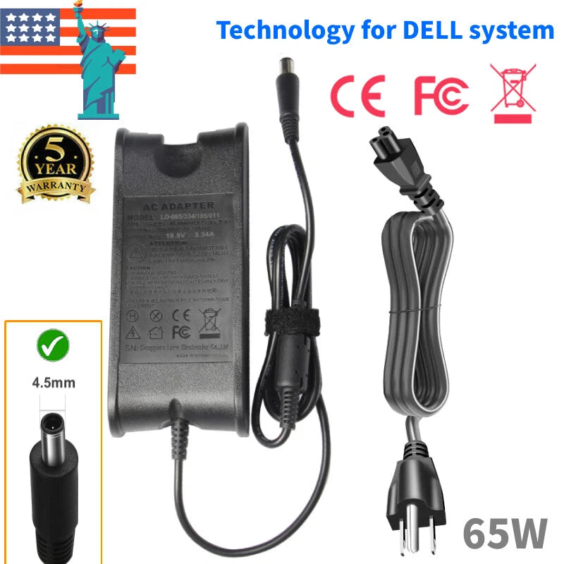 65W AC Adapter Power Cord for Dell Latitude 3510 3410 3400 3500 Laptop Charger