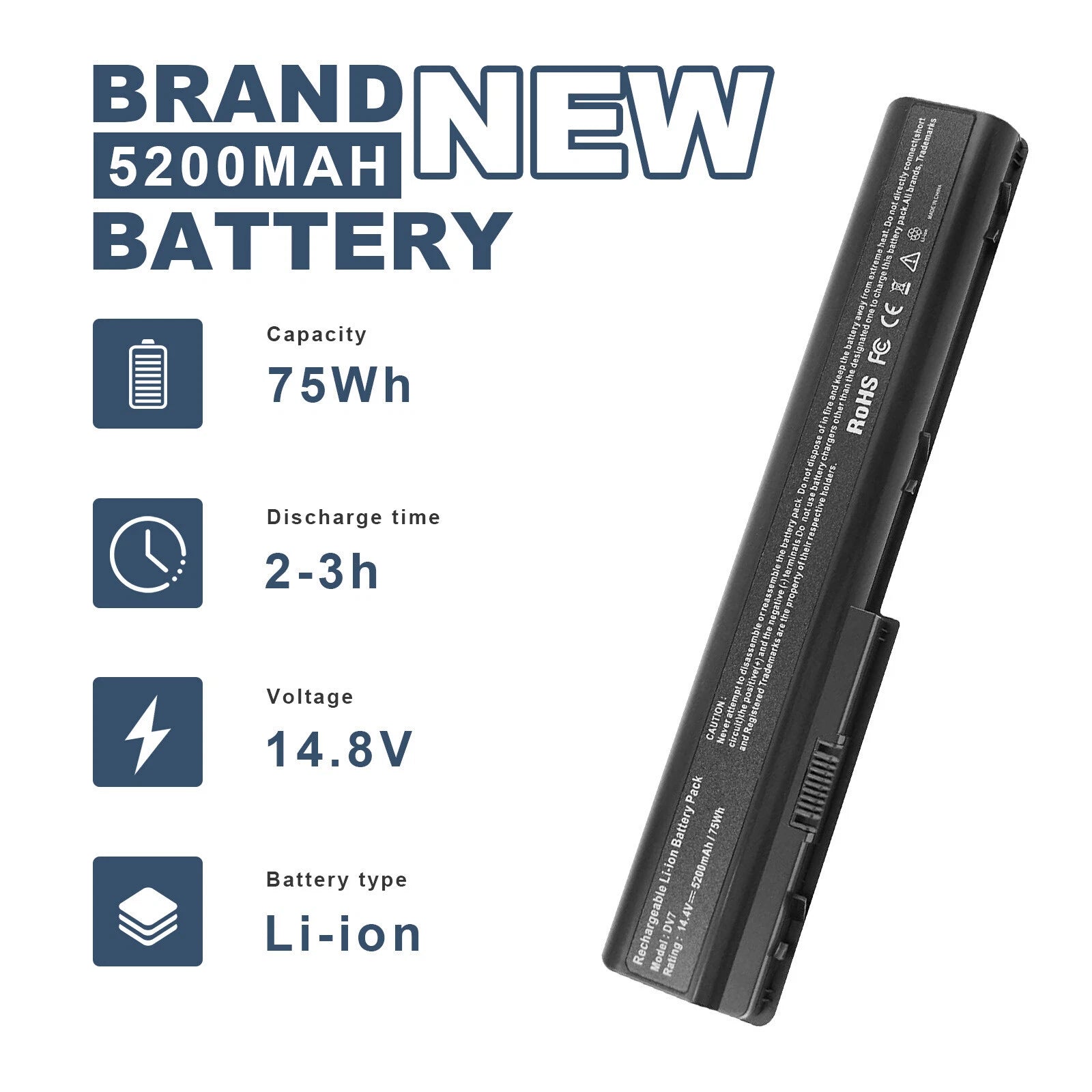 Battery For HP Pavilion DV7-1000 DV7-1010 DV8 HDX18 480385-001 464059-141 5200mA