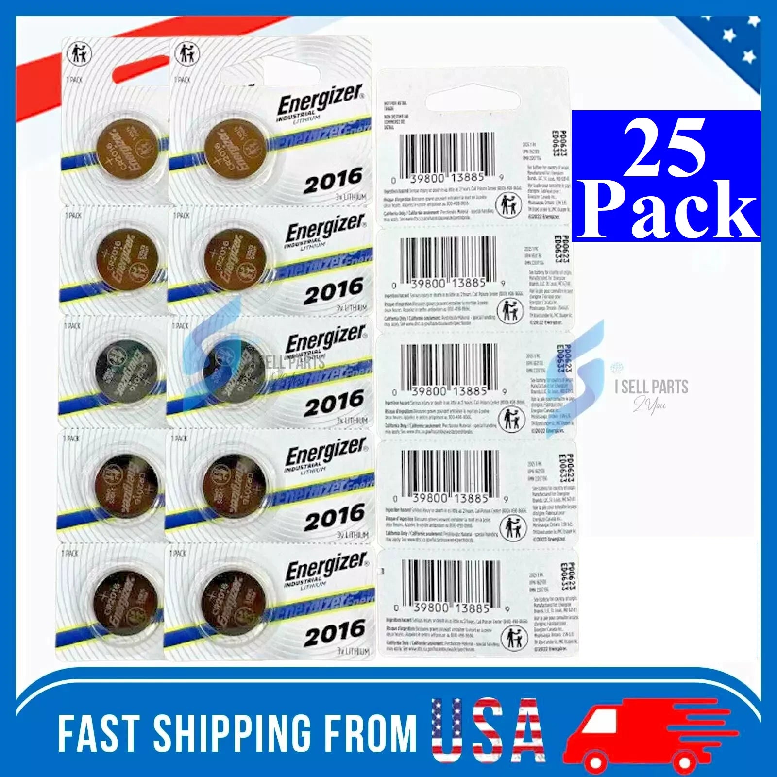25 NEW ENERGIZER CR2016 CR 2016 BL DL2016 ECR 2016 3v LITHIUM Batteries Exp 2033