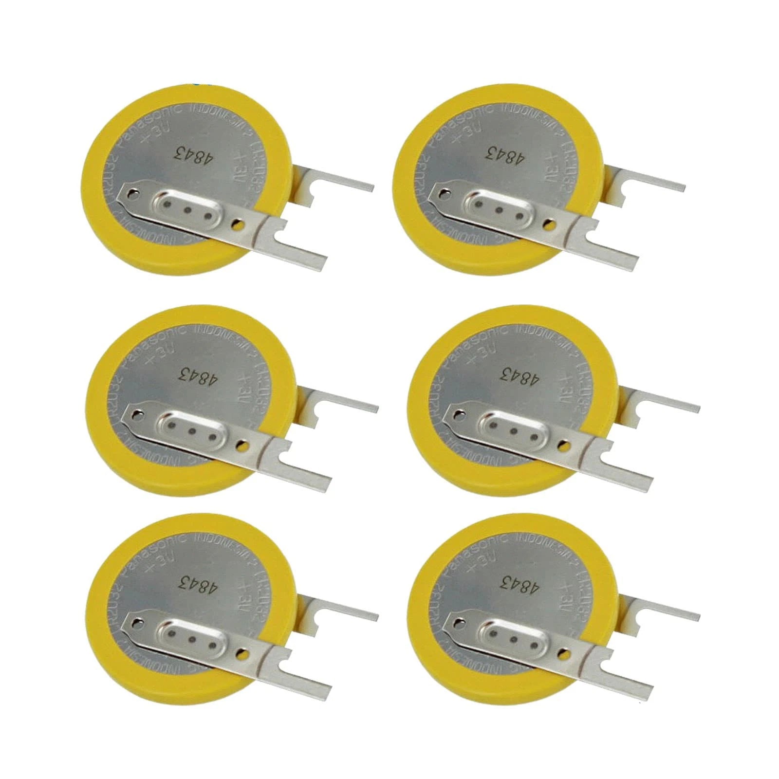 6x CR-2032/VC1N 3V Lithium Coin Battery Horz 2 Pins Motherboard Power