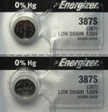 2 pk Energizer 387S Low-Drain 1.55V Silver-Oxide Button Cell Batteries