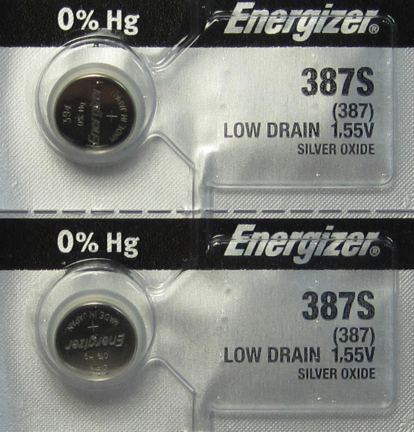 2 pk Energizer 387S Low-Drain 1.55V Silver-Oxide Button Cell Batteries