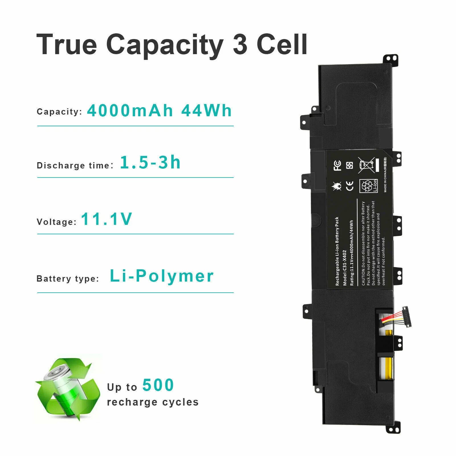 C31-X402 Battery for Asus VivoBook S300C S300CA S300E S400 S400C S400CA 44Wh