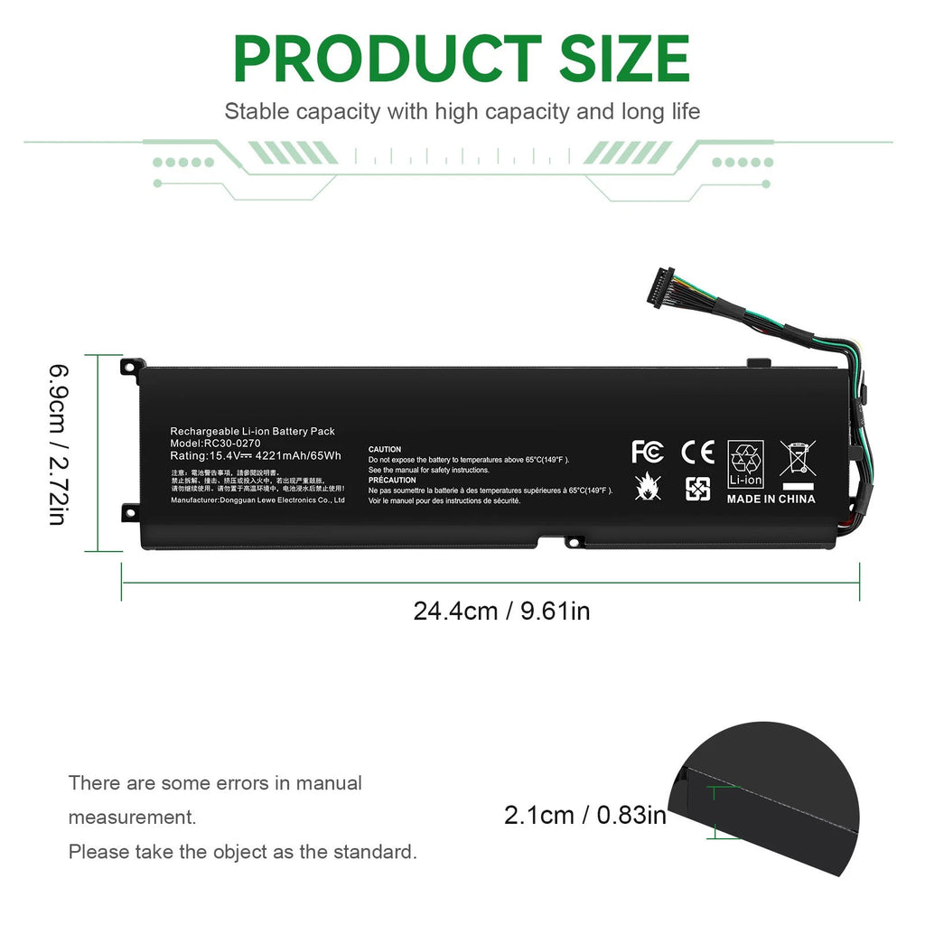 RC30-0270 Battery for Razer Blade 15 Base 2018 2019 GTX 1660 Ti Base RZ09-0270