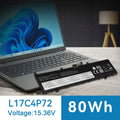 New Battery L17C4P72 For Lenovo ThinkPad X1 Extreme 1st Gen/2nd Gen 01AY969 80Wh