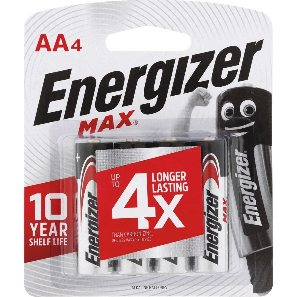Energizer AA 4 Pack MAX E91 Alkaline Batteries
