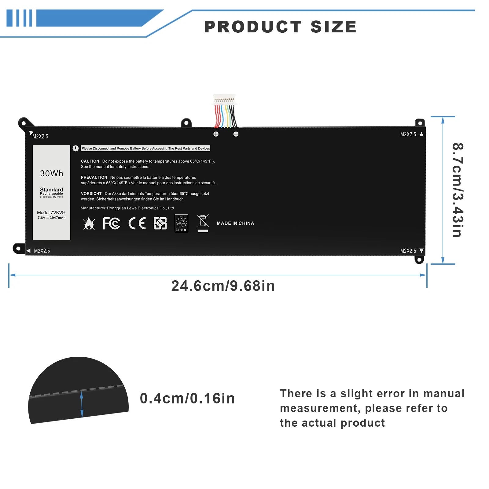 Laptop 7VKV9 Battery For For Dell XPS 12 9250 Latitude 12 7275 Series 9TV5X 30Wh
