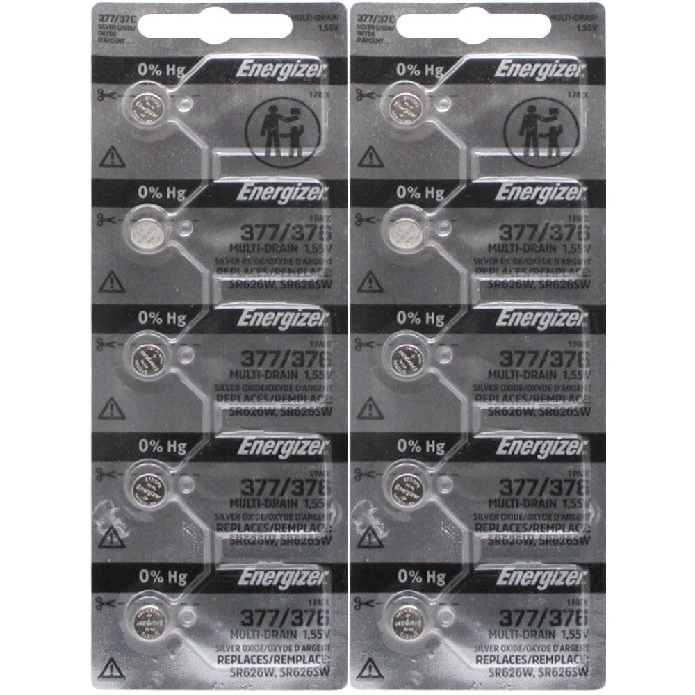 ENERGIZER 377 376 WATCH BATTERY SR626SW SR626W Silver Oxide Battery 10-Pack NEW
