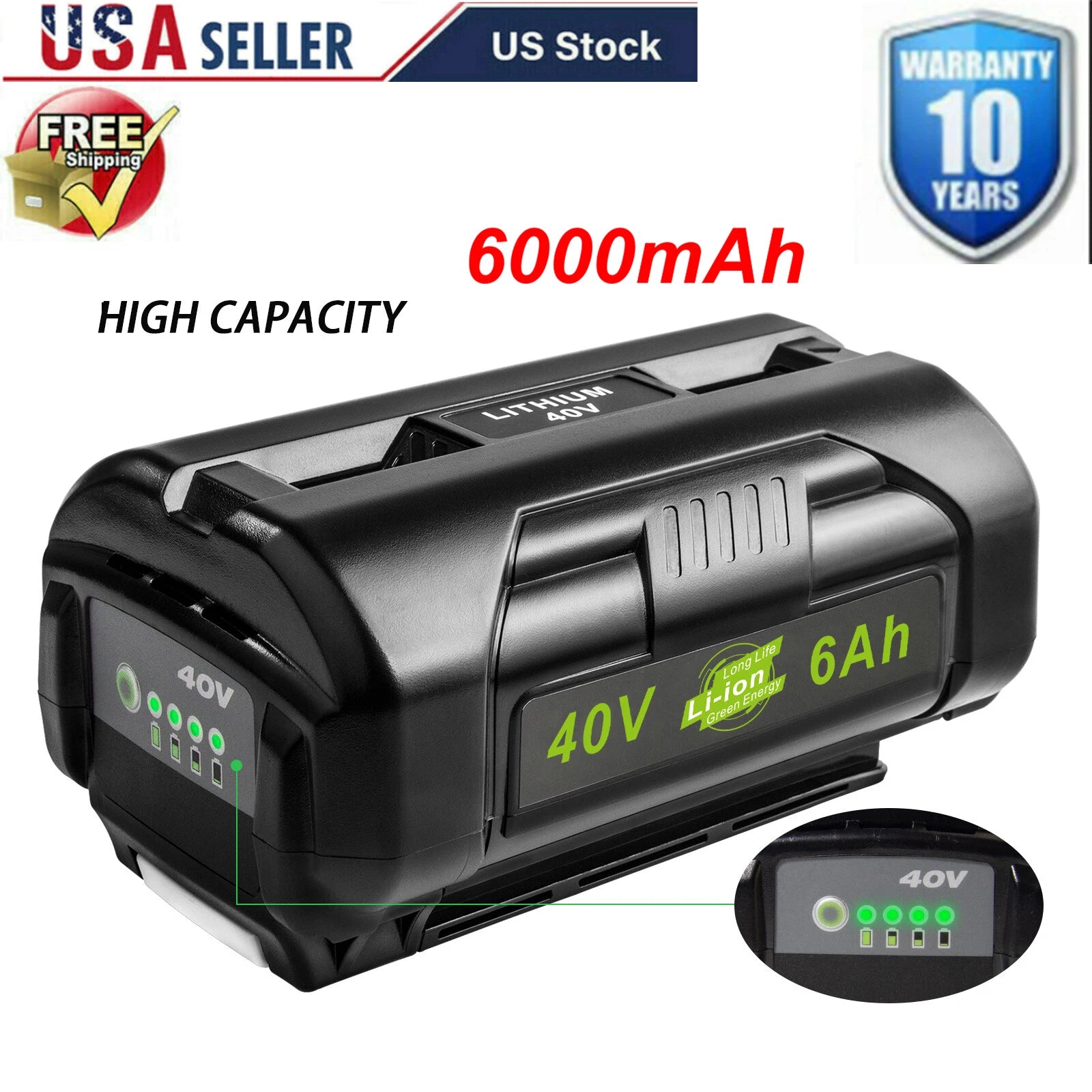 6.0AH For Ryobi 40V Lithium-Ion Extended Capacity Battery OP40261 OP4026 ZROP401