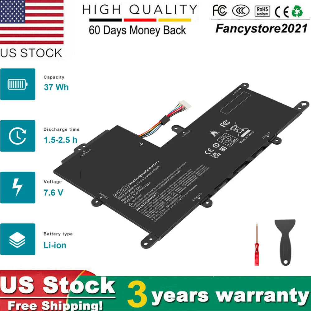 PO02XL Battery for HP Stream 11 Pro G2 G3 11-R010NR 11-R015WM 11-r014wm 37WH