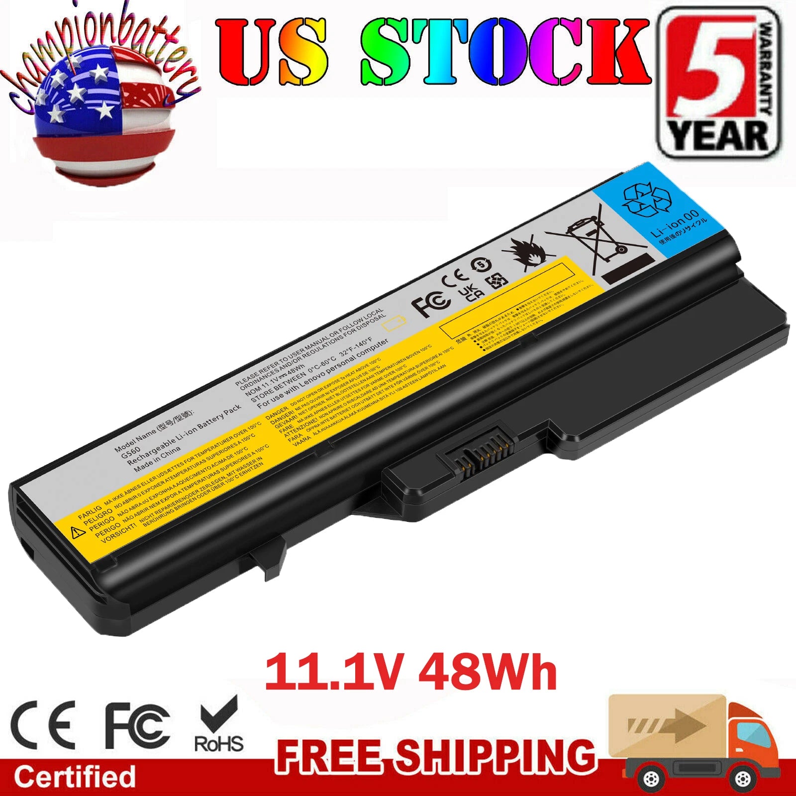 L10P6Y22 L09C6Y02 Laptop Battery for Lenovo G460 G460A G560 G780 Z560 Z565 G460L