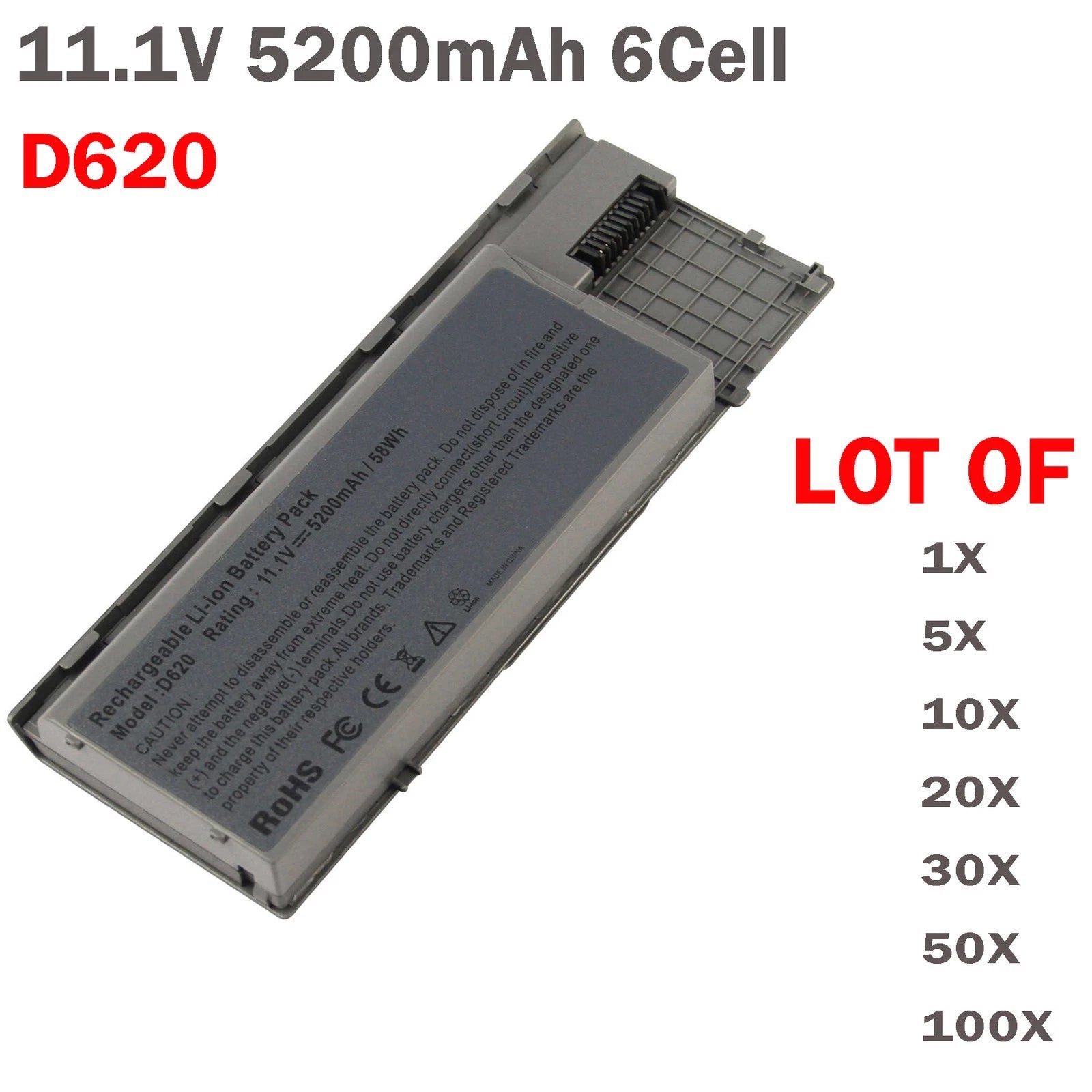 ??LOT Battery For Dell Latitude D620 D630 D631 M2300 TYPE TG226 UD088 5200mAh