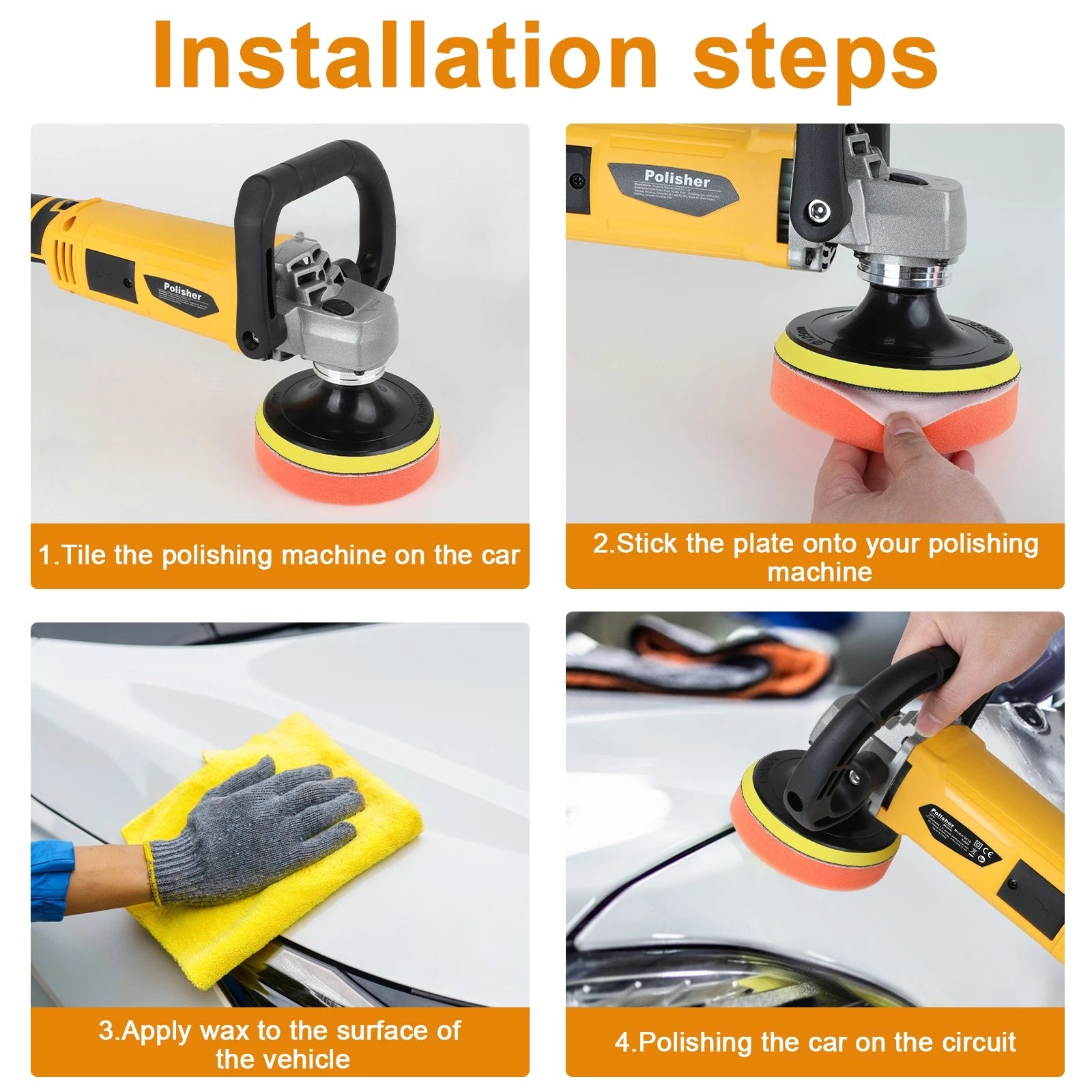 ??2000W Electric Car Polisher Buffer Sander Waxer Kit Variable 7-Speed W/ Pads