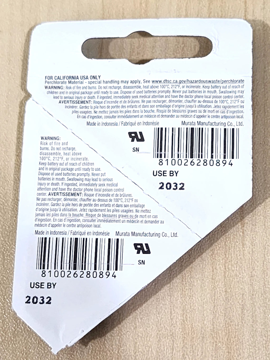 2 pc Murata CR2450 3V Lithium Coin Battery Sony CR 2450 (Expire 2032)