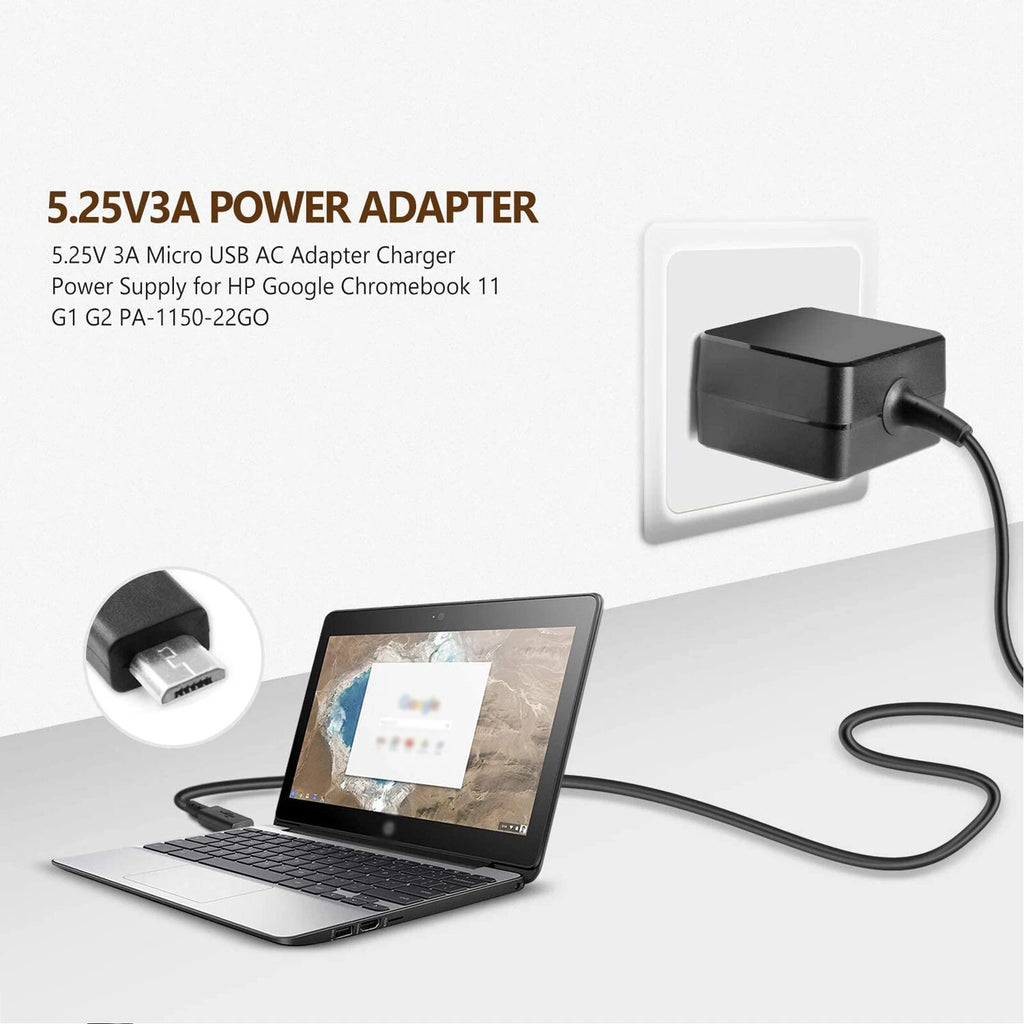 5.25V USB Adapter Charger for HP Chromebook 11 G1 G2 11-1102 11-1101, Asus T100