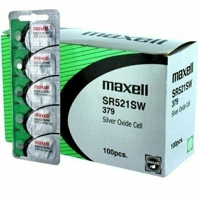 Maxell 379 SR521SW SR521 V379 SR63 JA Watch Battery 0% MERCURY ( 10 PC )
