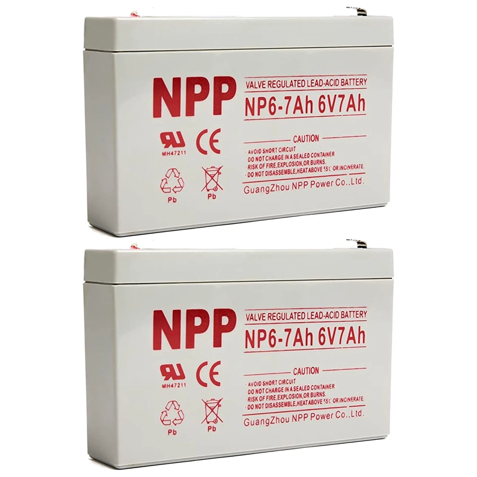2PC NPP NP6-7Ah 6V 7Ah AGM VRLA General Series Battery