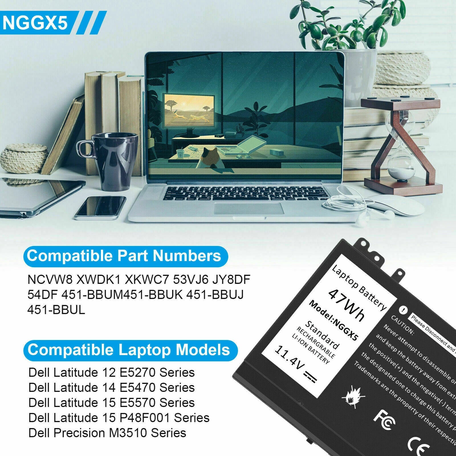 NGGX5 Battery for Dell Latitude E5270 E5470 E5570 Precision M3510 Series 47Wh US