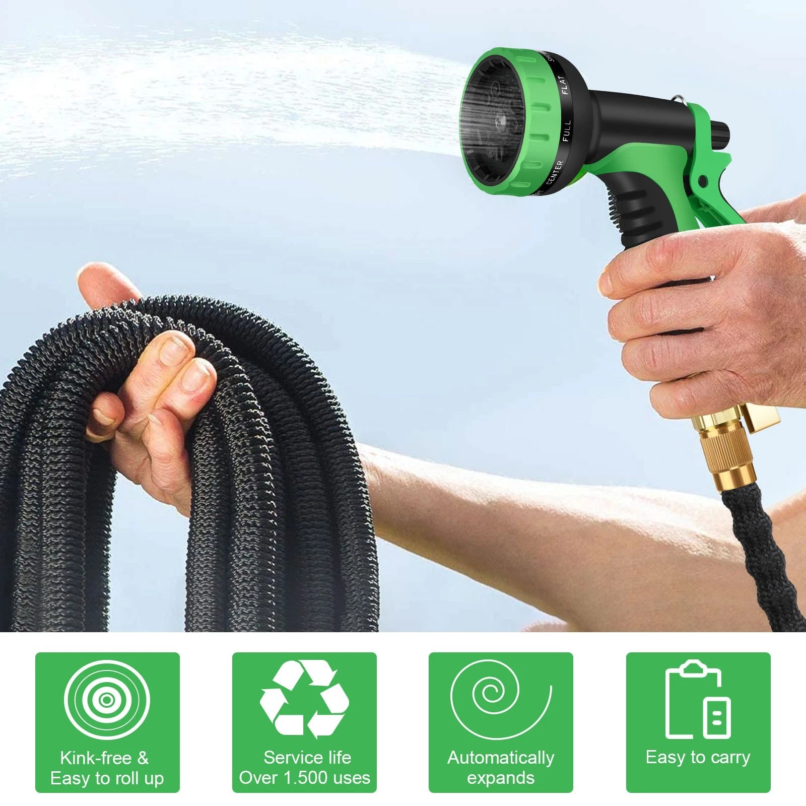 4X Stronger Deluxe Expandable Flexible Garden Hose Water Hose 25, 50, 100, 150FT