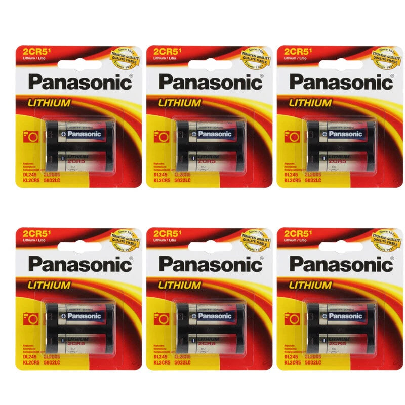 6 Pcs Panasonic 2CR5 Lithium Photo Battery, DL45, KL2CR5, 5032LC
