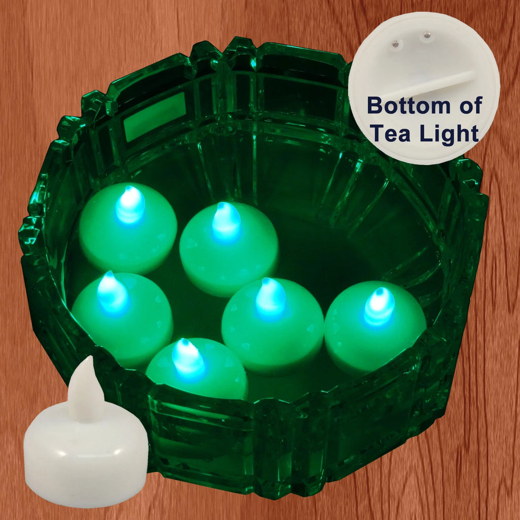18 Flameless Floating LED tealight Candle Battery operated Green tea lights NEW