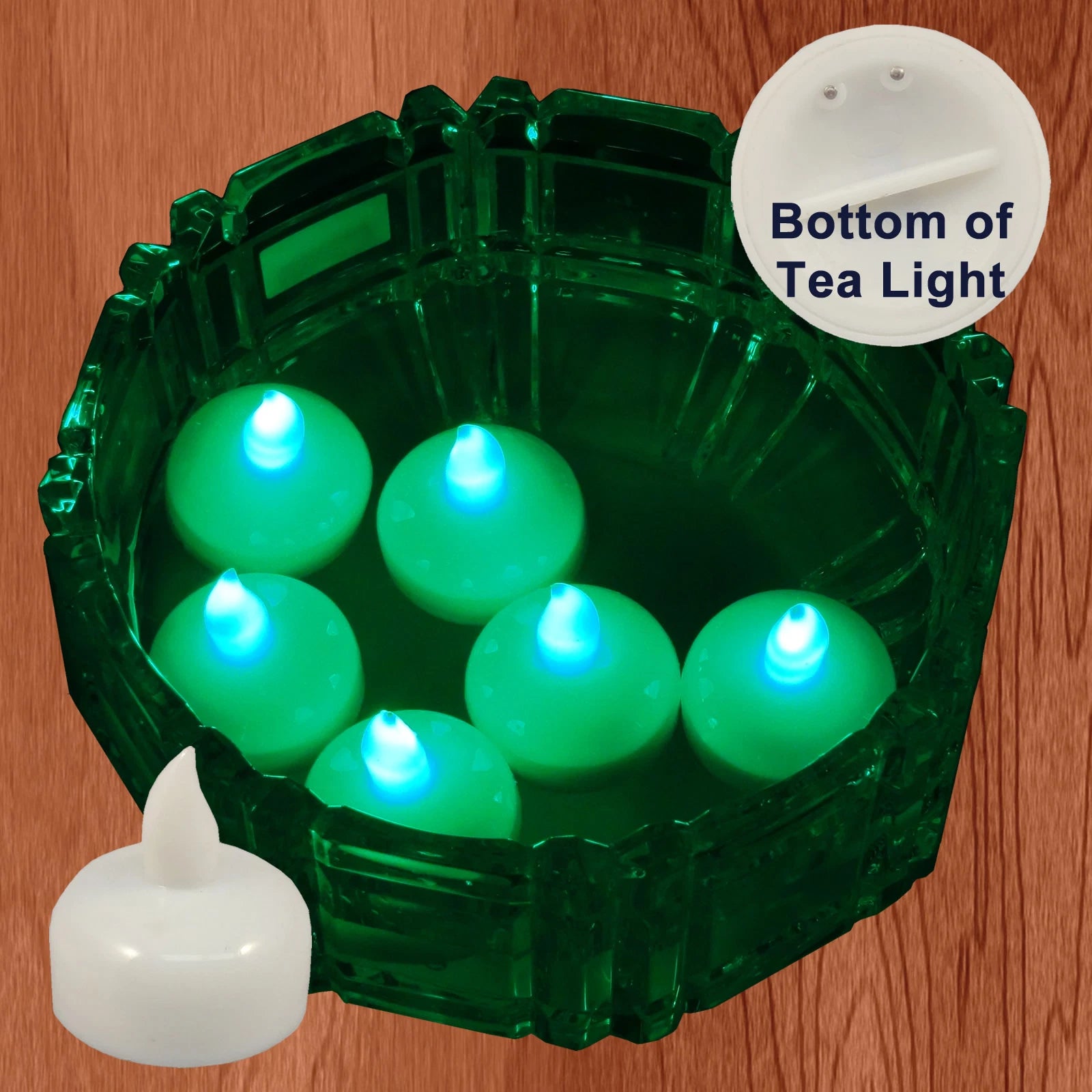 18 Flameless Floating LED tealight Candle Battery operated Green tea lights NEW