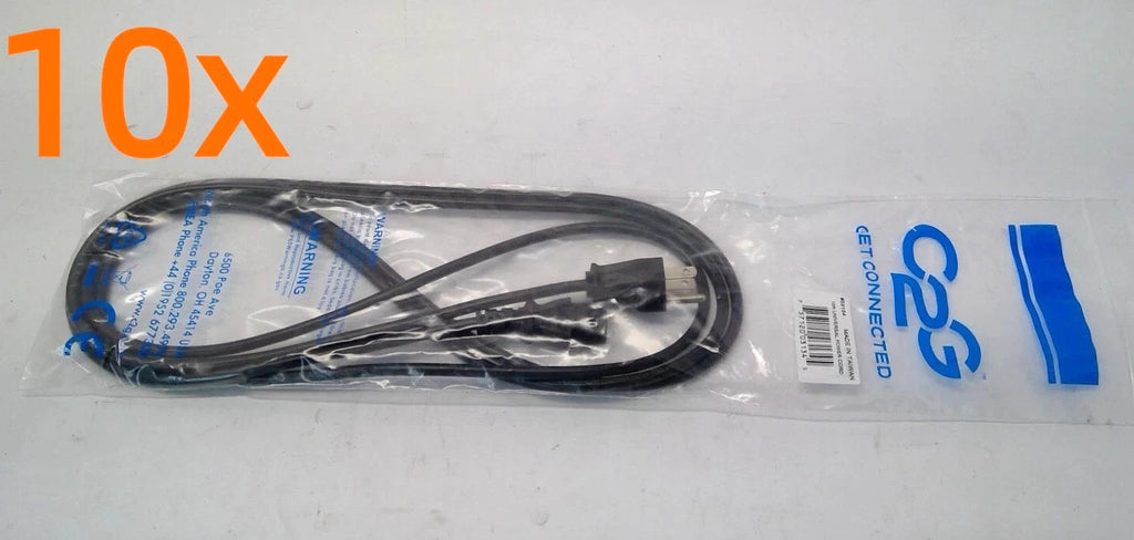 x10 C2G 10ft(3.04m) 18 AWG Universal Power Cord, NEMA 5-15P to IEC320C13 #03134