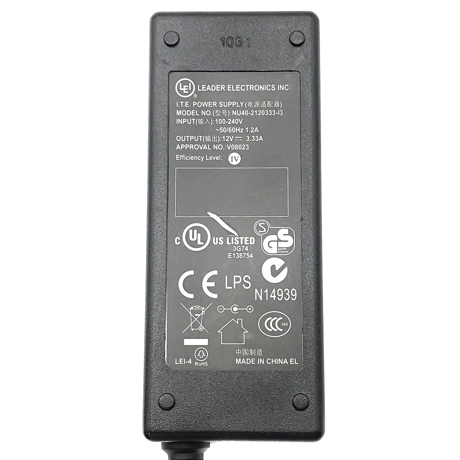 NEW Genuine LEI 40W AC Power Adapter NU40-2120333-I3 Charger 12V 3.33A