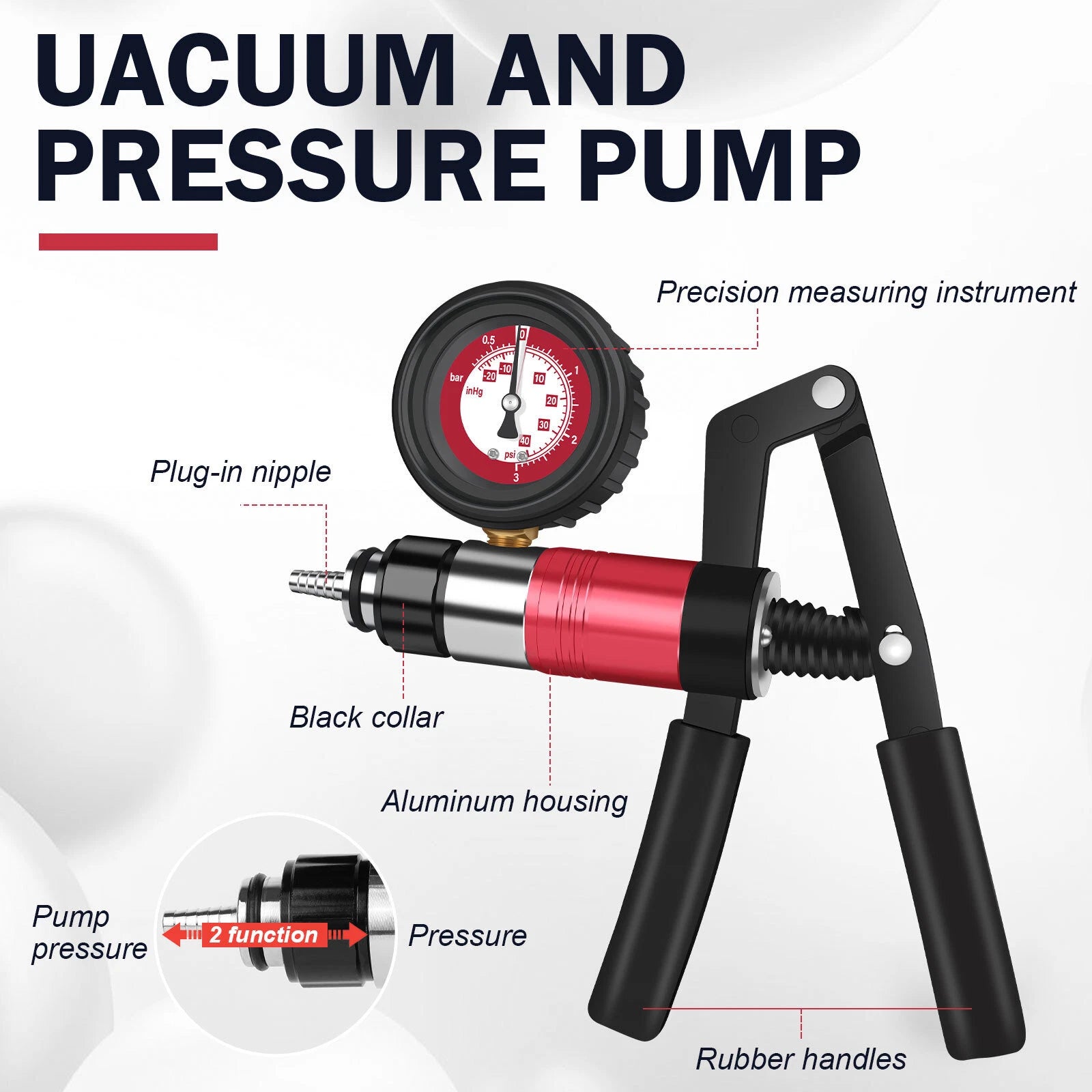 23Pcs Hand Held Vacuum and Pressure Pump Tester Tool Brake Bleeder Kit + Case