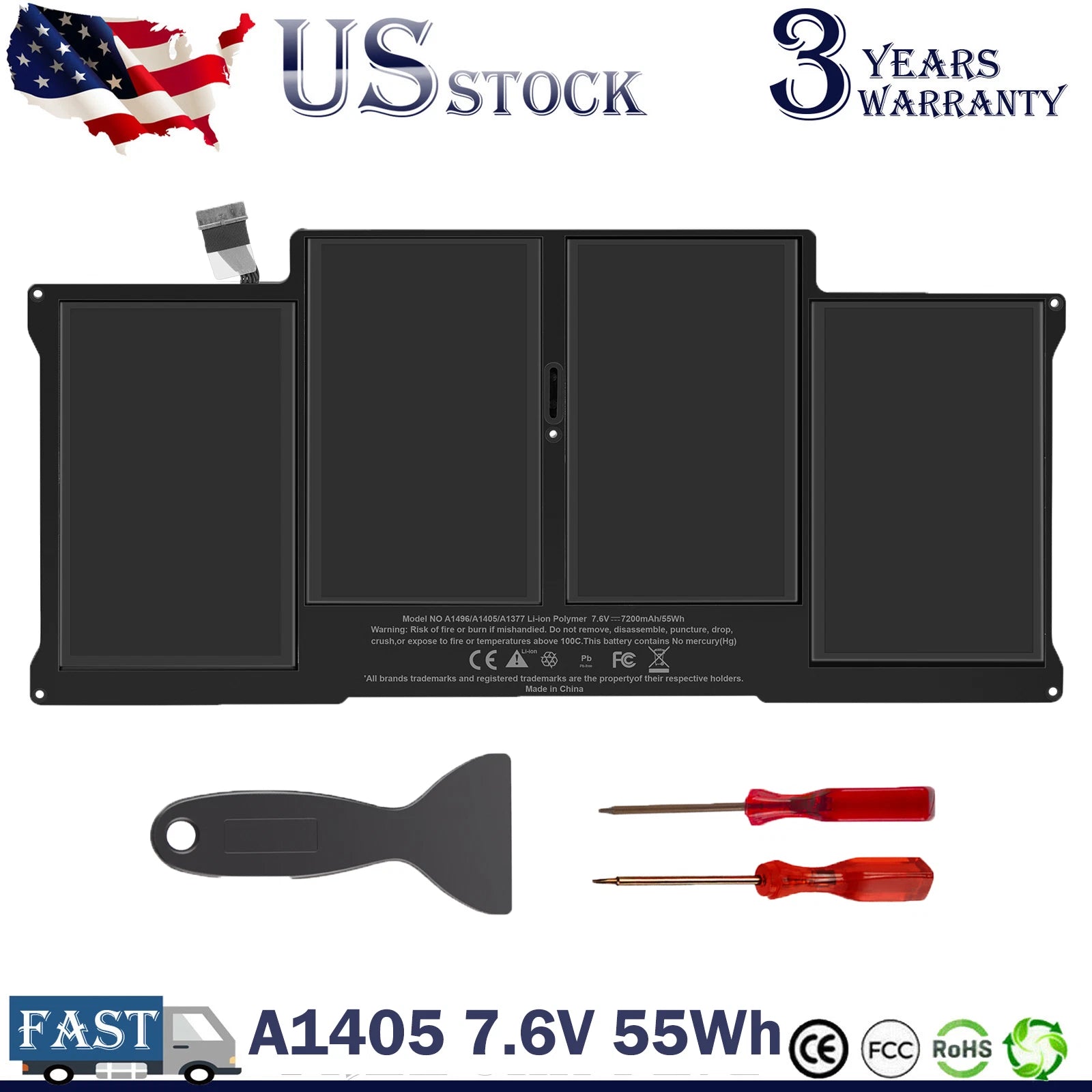 A1405 Battery for Apple MacBook Air 13'' A1369 A1377 A1496 2011 A1466 2012-2017
