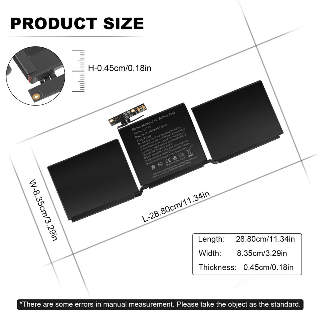 A1713 A1708 Battery For MacBook Pro 13" Late 2016 Mid 2017 EMC 2978 EMC 3164