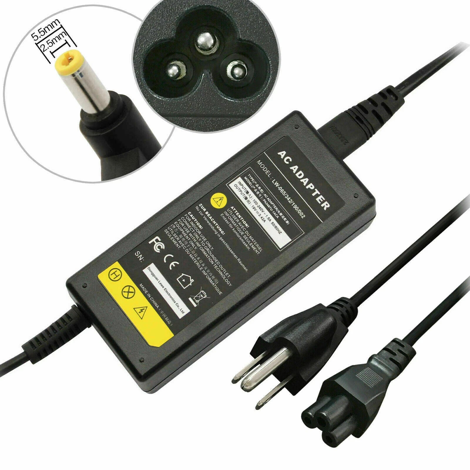 19V 3.42A 65W Power Charger AC Adapter For Toshiba Satellite C55T C655 C55 A531