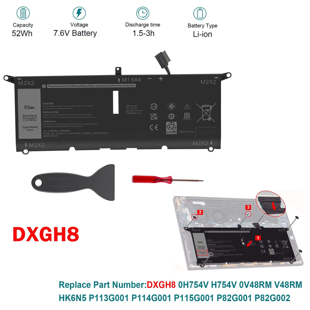 ??LOT DXGH8 battery for Dell XPS 9370 9380 7390 Inspiron 13 5390 5391 H754V 52Wh