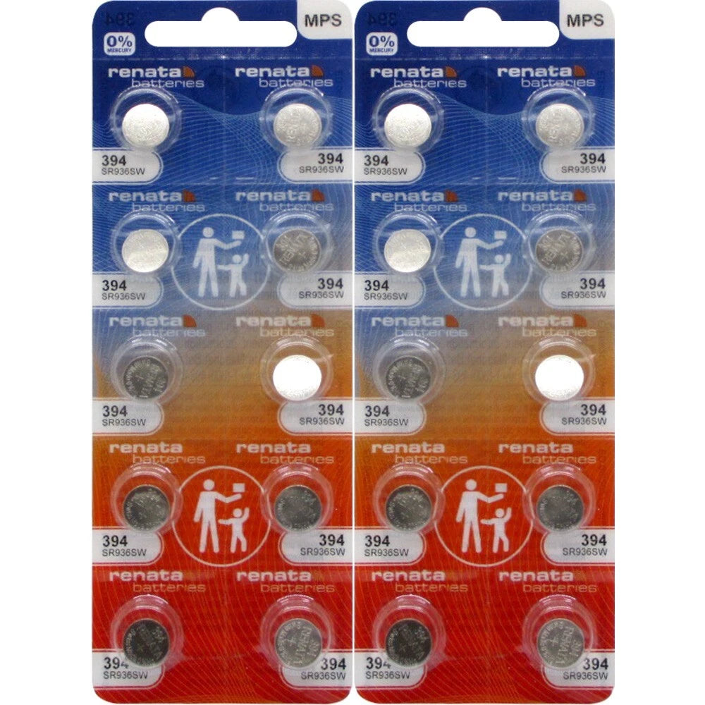 20 Pcs 394 (SR936SW) Coin Cell Silver Oxide Renata Batteries