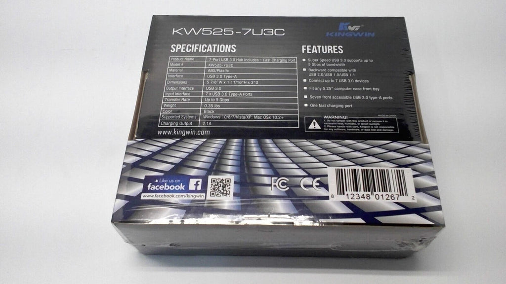Kingwin Fast Charging 7Port 5.25inch Bay USB3.0 Hub (KW525-7U3C)