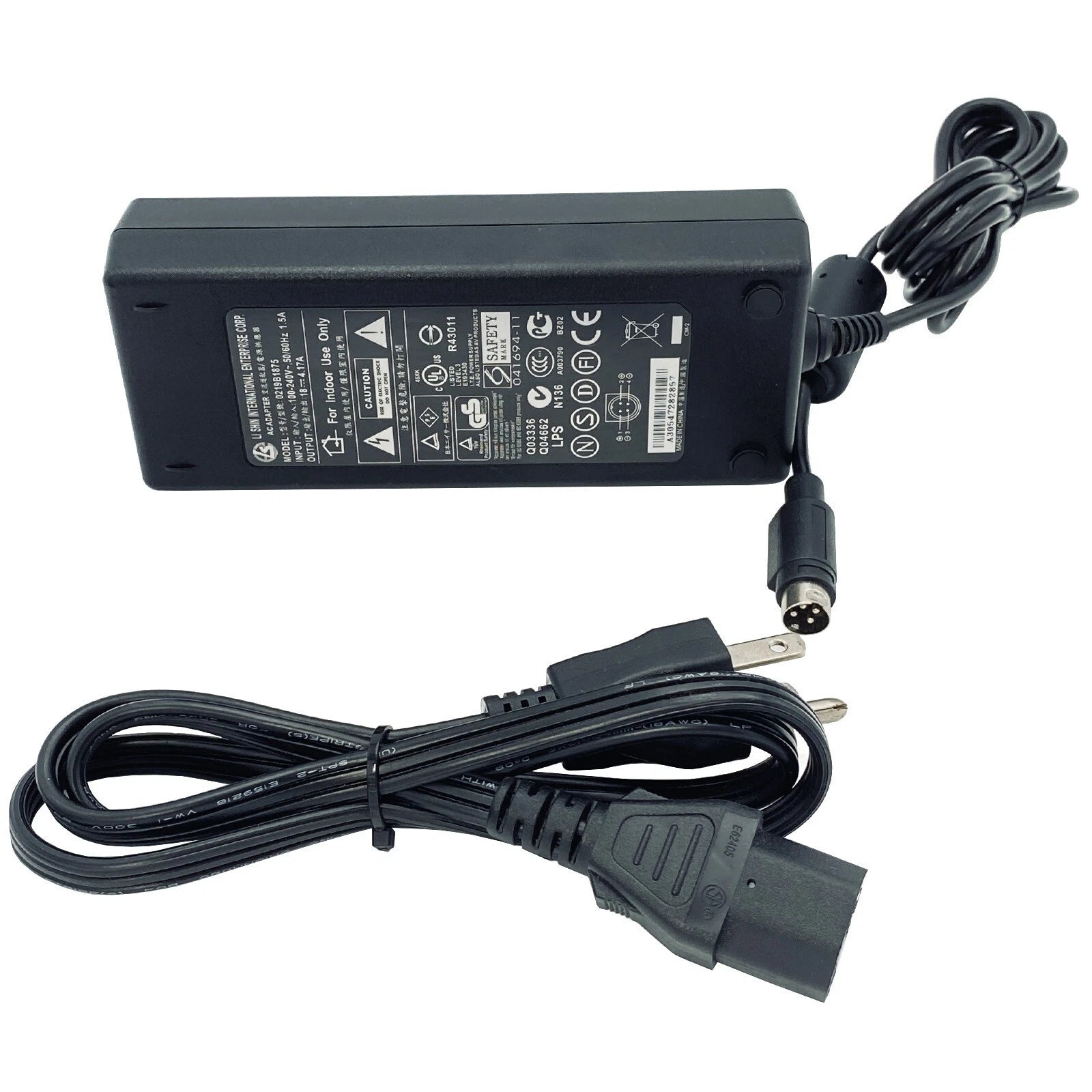 NEW Genuine Li Shin AC Power Adapter 0219B1875 Charger 18V 4.17A 75W 4-Pin Plug