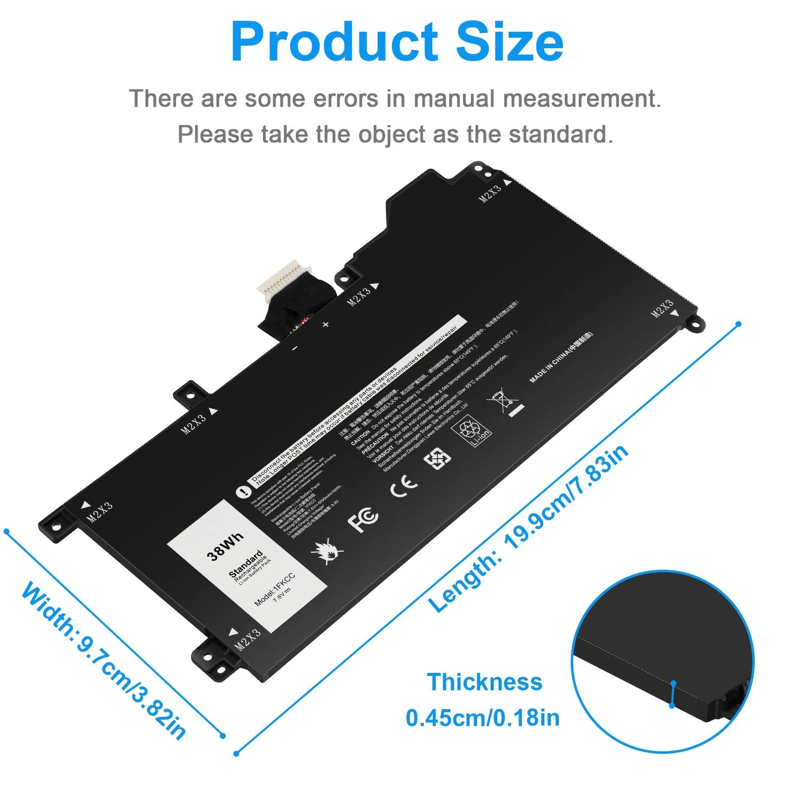 ?1FKCC Battery For Dell Latitude 7200 7210 2-IN-1 Series 0KWWW4 KWWW4 9NTKM 38wh