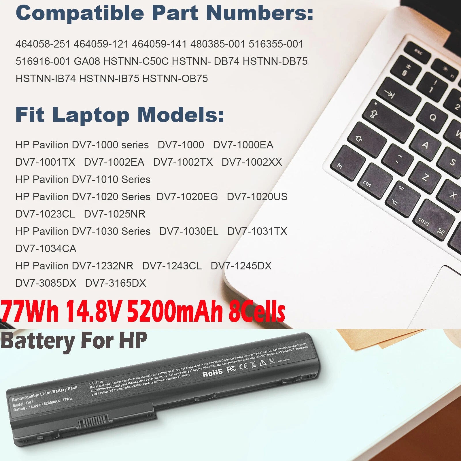 ?Battery For HP Pavilion DV7 DV8 HDX18 Series 480385-001 464059-141 HSTNN-IB75?