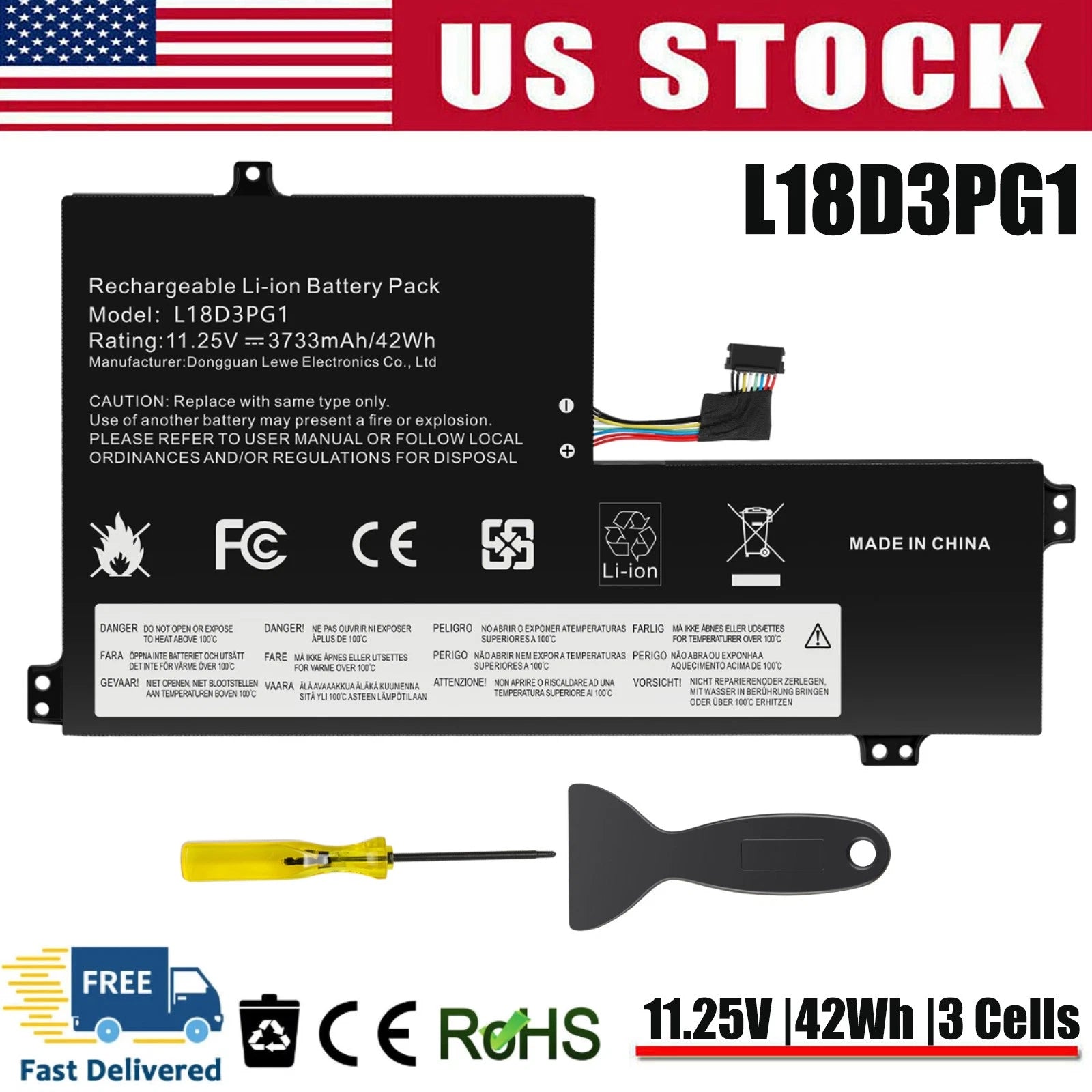 NEW Battery For Lenovo Chromebook 100E 300E 500E Type L17M3PB0 L17L3PB0 L18D3PG1
