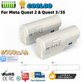 2x Battery Pack for Meta Quest 3/3S and Oculus Quest 2, 6000Mah Extended Battery